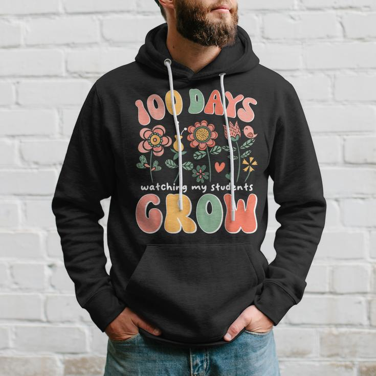 100 Day Watching My Students Grow 100 Days Of School Teacher Hoodie Gifts for Him