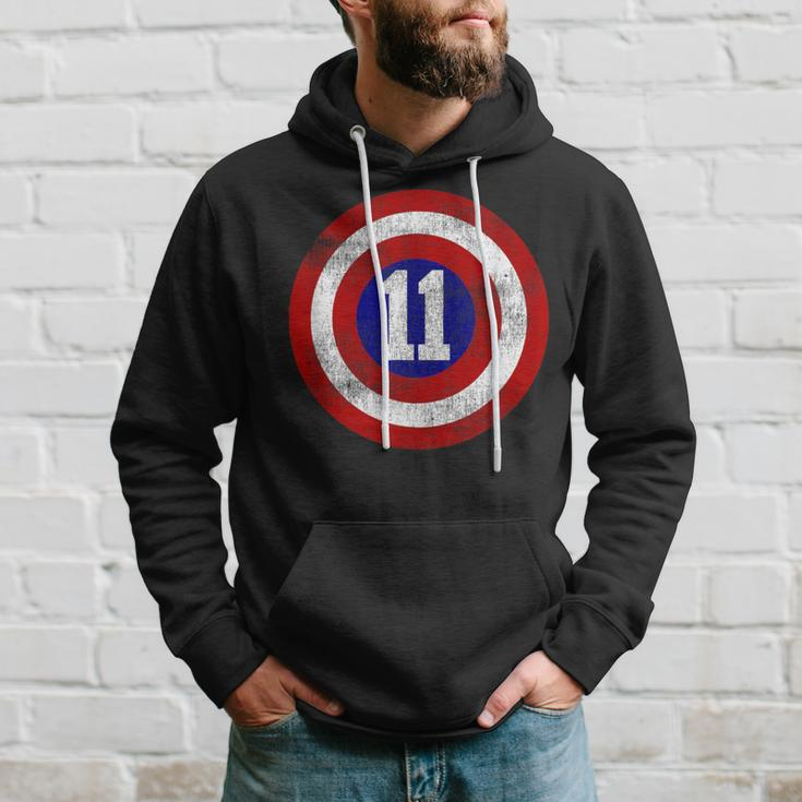 11 Year Old 11Th Birthday Party Distressed Captain Sheild Hoodie Gifts for Him