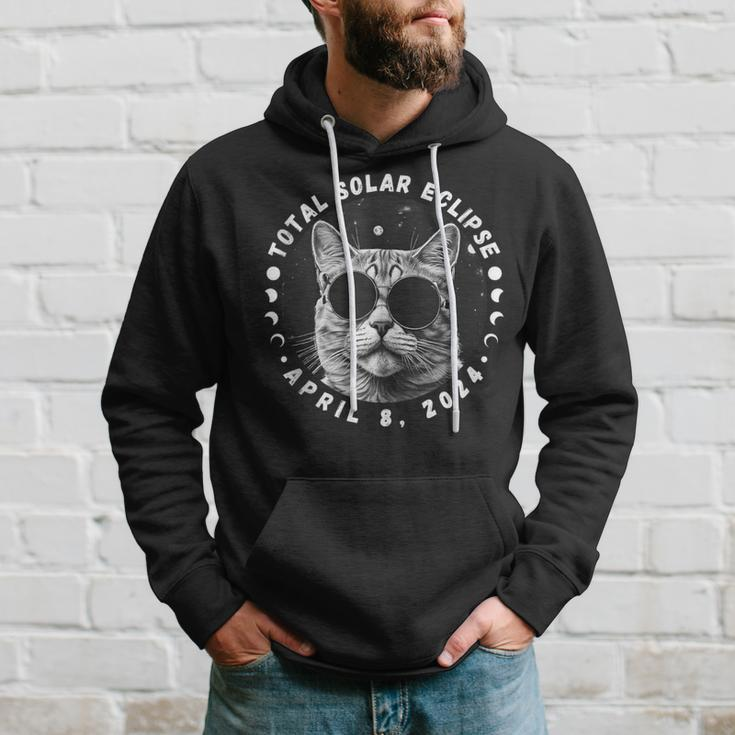 2024 Solar Eclipse Cat Wearing Solar Eclipse Glasses Hoodie Gifts for Him