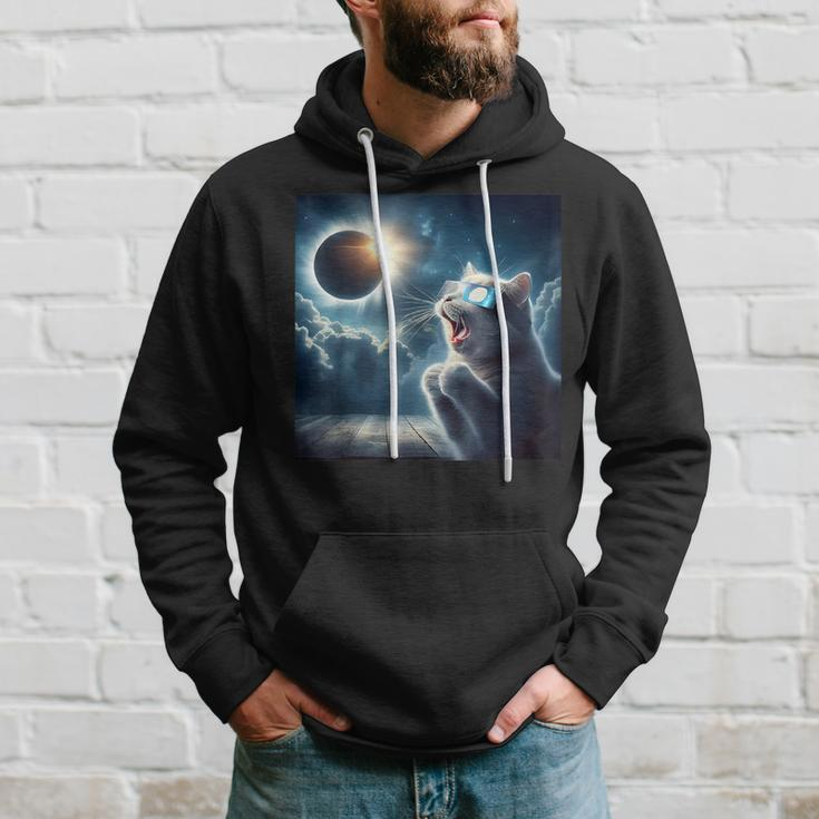 2024 Total Solar Eclipse Cat Wearing Glasses Totality Cat Hoodie Gifts for Him