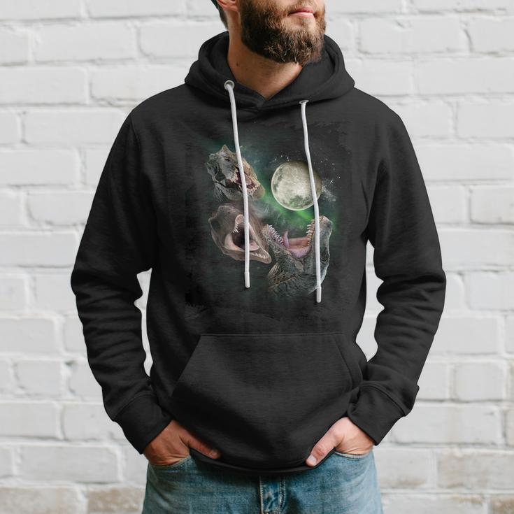 3 Dinosaurs Moon Wolf Dinosaur Wolves Howl Hoodie Gifts for Him