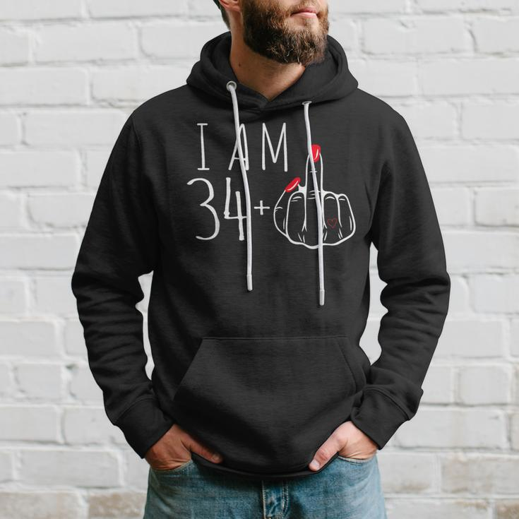 I Am 34 Plus 1 Middle Finger 34Th Women's Birthday Hoodie Gifts for Him