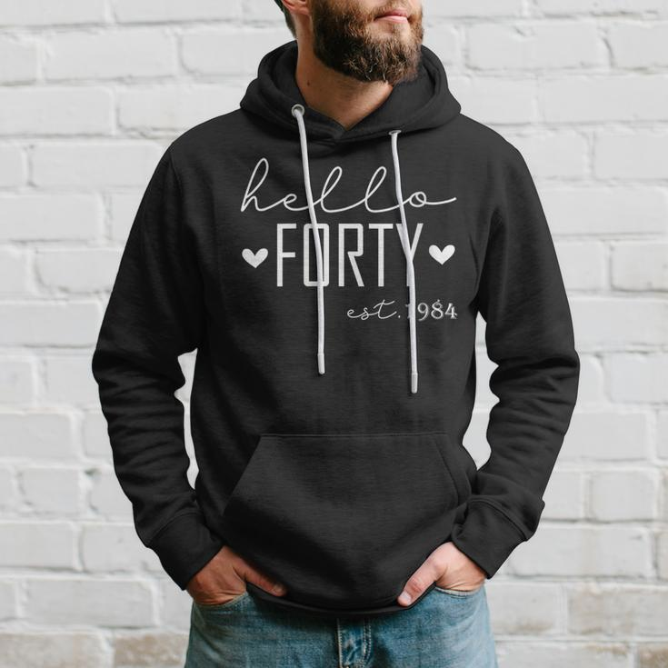 40 Years Old Hello Forty Est 1984 40Th Birthday Women Hoodie Gifts for Him