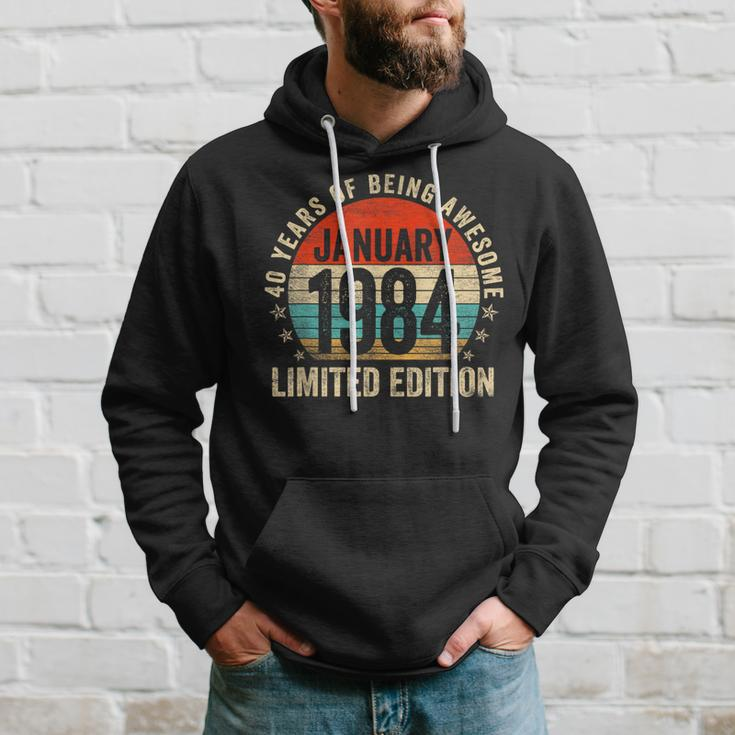 40 Years Old Vintage January 1984 40Th Birthday Retro Hoodie Gifts for Him