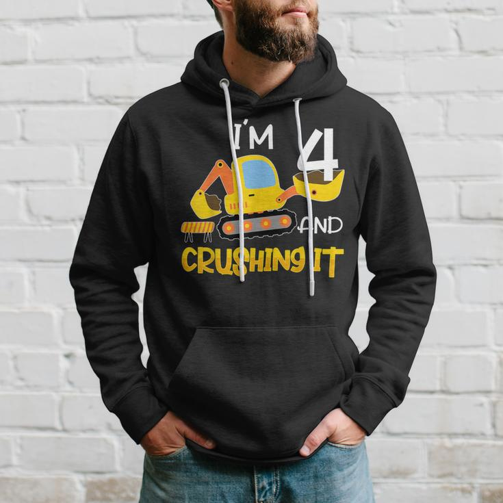 4Th Birthday Four 4Yr Construction Lover 4 Years Old Boy Hoodie Gifts for Him