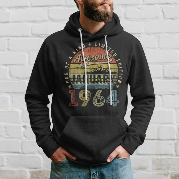60Th Birthday Awesome Since January 1964 60 Year Old Hoodie Gifts for Him