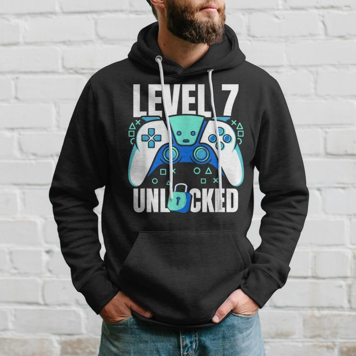 7 Year Old Gamer Gaming 7Th Birthday Level 7 Unlocked Hoodie Gifts for Him