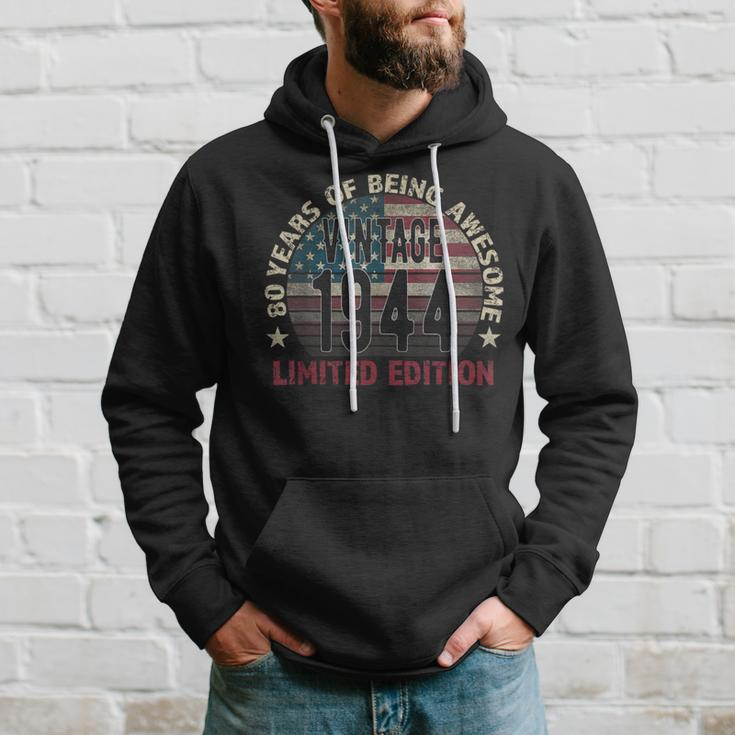 80Th Birthday Vintage Born 1944 Turning 80 Year Old Hoodie Gifts for Him