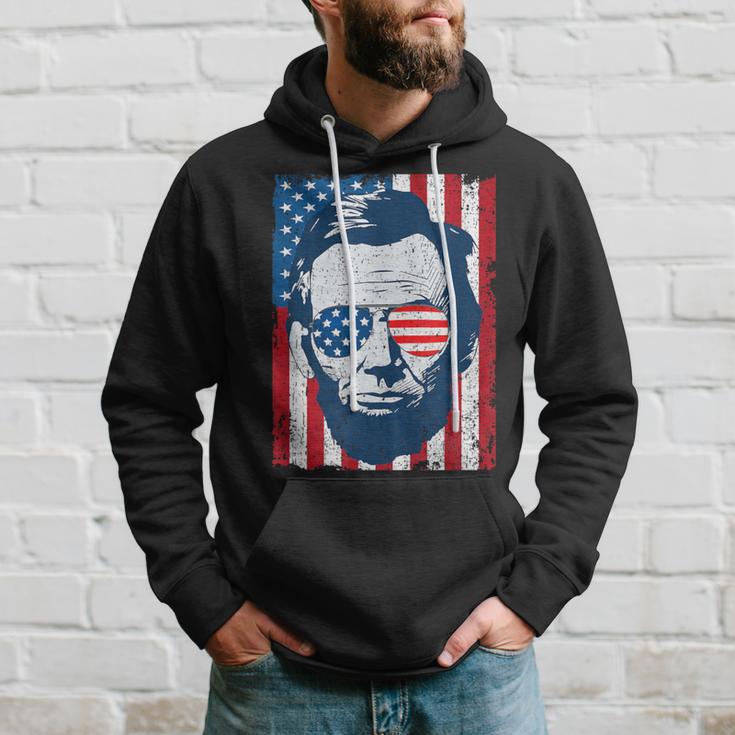 Abe Lincoln Beard Sunglasses & American Flag 4Th Of July Hoodie Gifts for Him