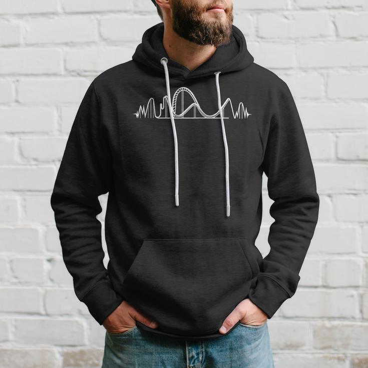 Achterbahn Herzschlag Ekg Themenpark Freizeitpark Hoodie Geschenke für Ihn