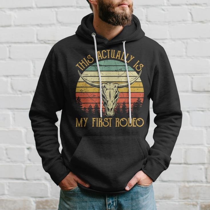 This Actually Is My First Rodeo Country Western Bull Skull Hoodie Gifts for Him