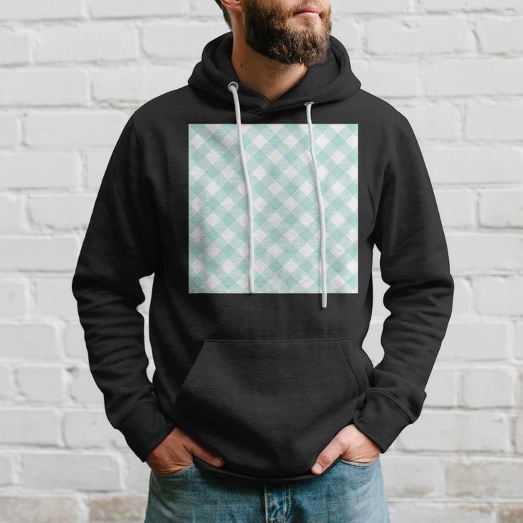 Aesthetic Pastel Teal Plaid Buffalo Print Hoodie Gifts for Him