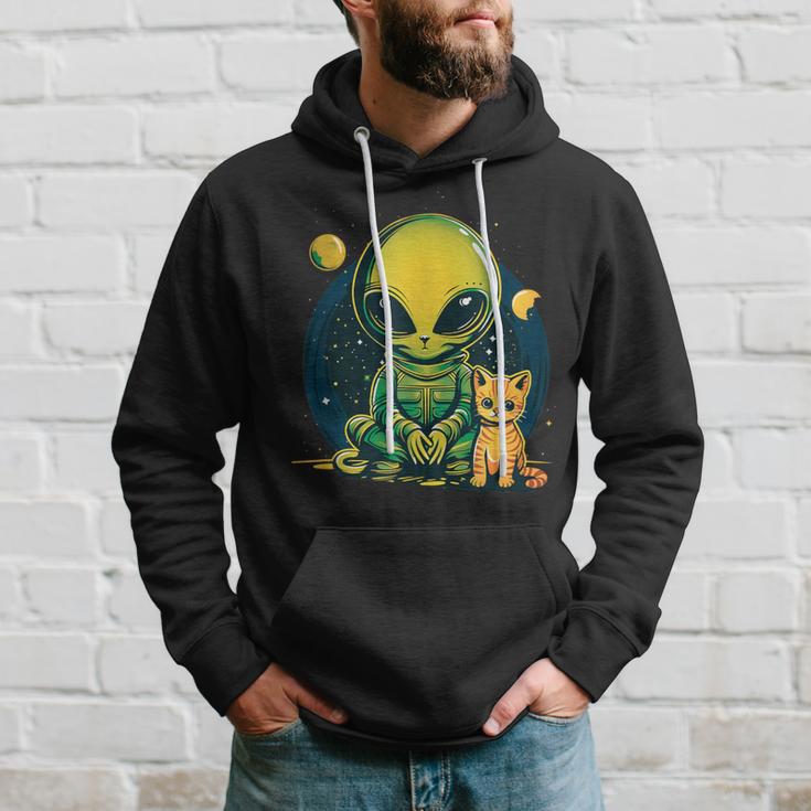 Alien And Cat Cat Selfie With Alien Vintage Ufo Hoodie Gifts for Him