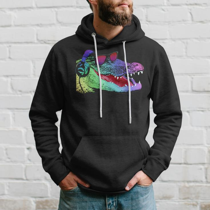 Alligator With Headphones And Sunglasses Hoodie Gifts for Him