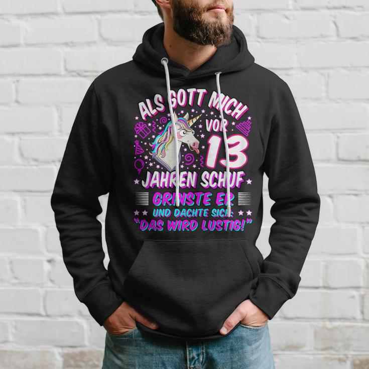 Als Gott Mich Vor 13 Jahen Auf Grinste Er 13Th Birthday Hoodie Geschenke für Ihn