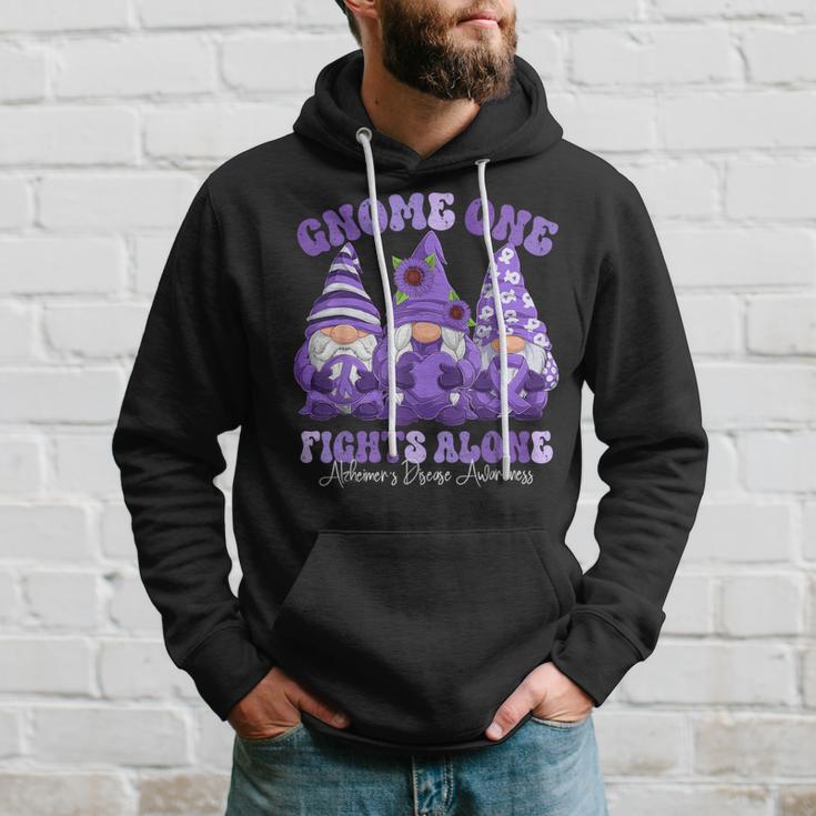 Alzheimer's Disease Awareness Month Purple Ribbon Gnomies Hoodie Gifts for Him