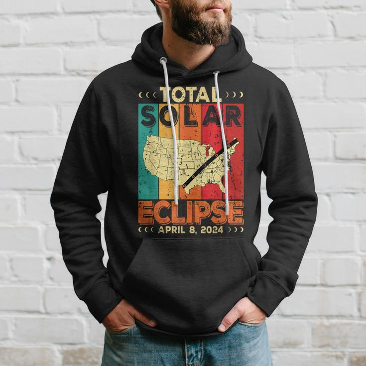 America 2024 Total Solar Eclipse Solar Eclipse Retro Vintage Hoodie Gifts for Him