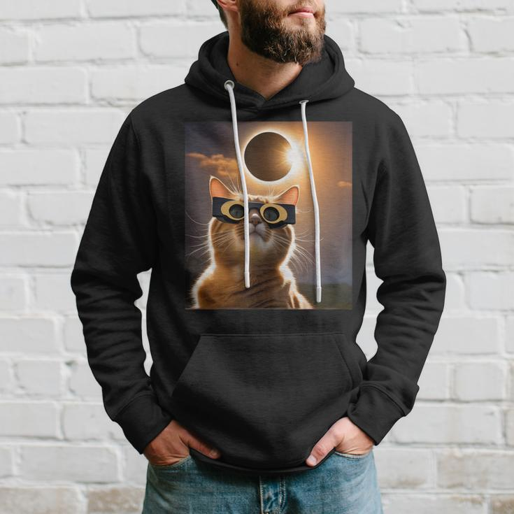America Totality 04 08 24 Solar Eclipse 2024 Cat Selfie Hoodie Gifts for Him