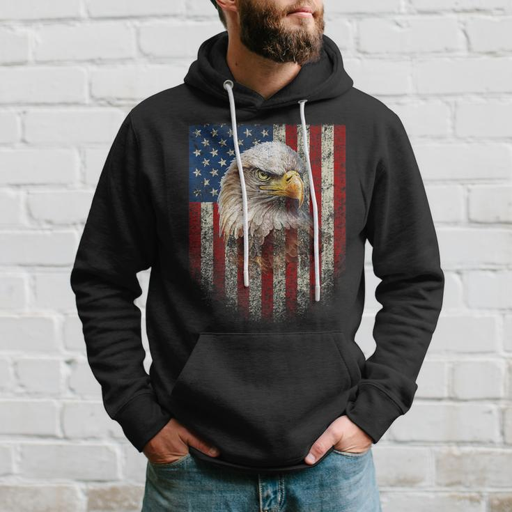 American Flag Bald Eagle Patriotic Red White Blue Hoodie Gifts for Him