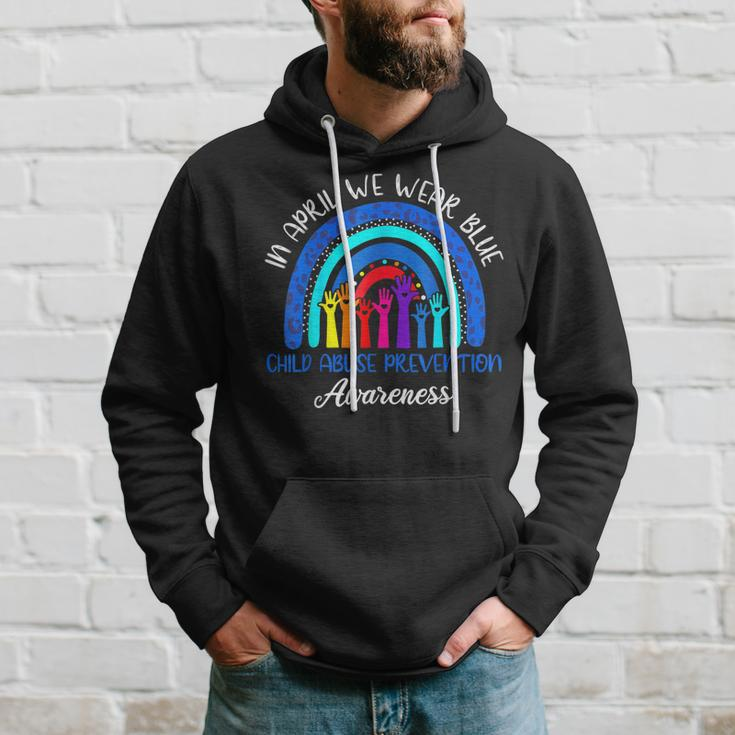 In April We Wear Blue Child Abuse Awareness Rainbow Hoodie Gifts for Him