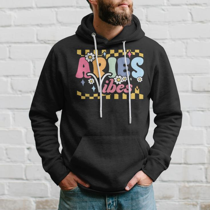Aries Vibes Zodiac March April Birthday Astrology Groovy Hoodie Gifts for Him
