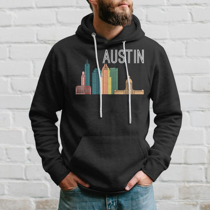 Austin Texas Skyline Souvenir Retro Austin Tx Hoodie Gifts for Him