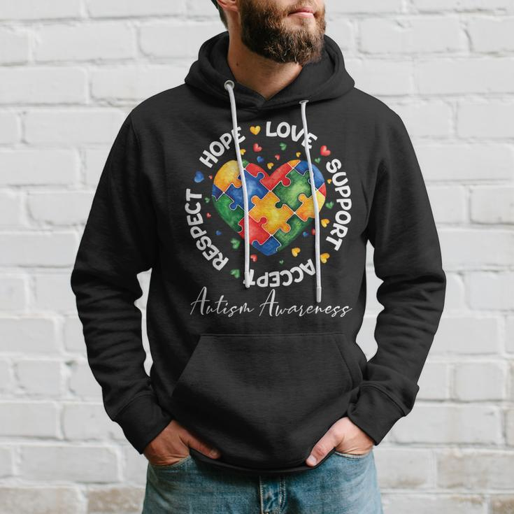 Autism Awareness Love Heart Puzzle Pieces Hoodie Gifts for Him