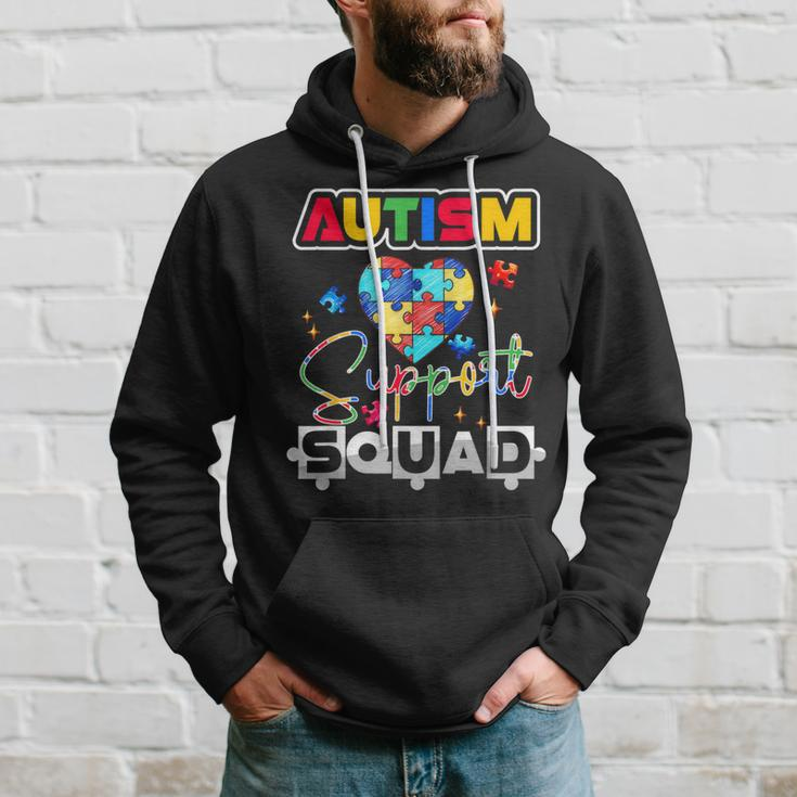 Autism Awareness Autism Squad Support Team Colorful Puzzle Hoodie Gifts for Him