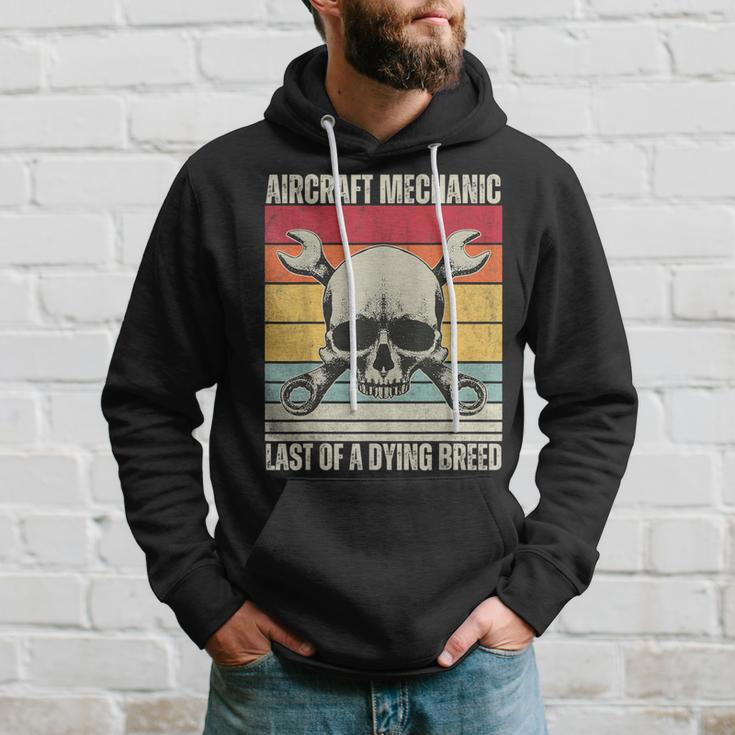 Aviation Mechanic Vintage Skull Vintage Aircraft Mechanic Hoodie Gifts for Him