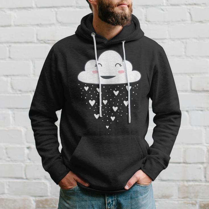 Awesome White Cloud Rain Raindrop Hearts Print Hoodie Gifts for Him