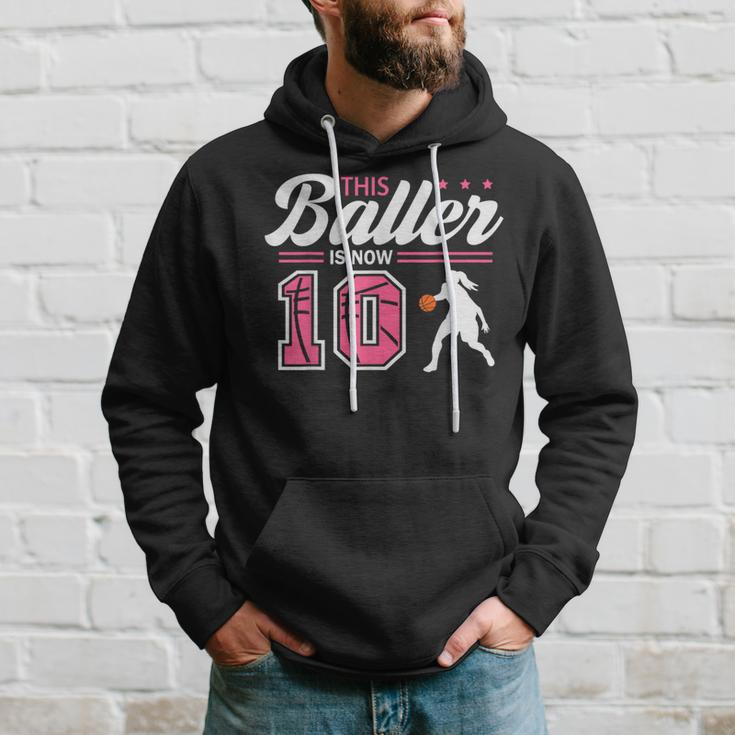 This Baller Is Now 10 Year Old Basketball 10Th Birthday Girl Hoodie Gifts for Him