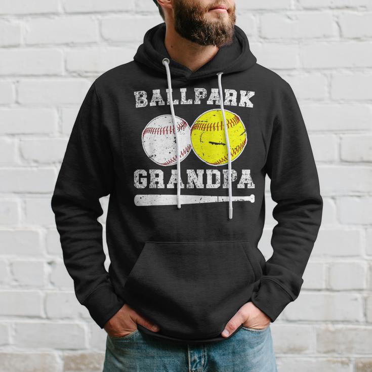 Ballpark Grandpa Softball Baseball Grandpa Of Ballers Hoodie Gifts for Him