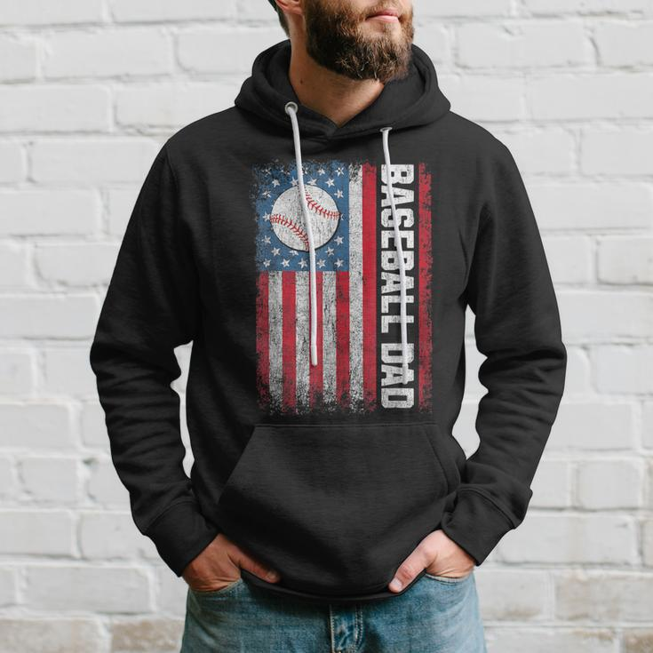 Baseball Dad Usa American Flag Patriotic Dad Father's Day Hoodie Gifts for Him