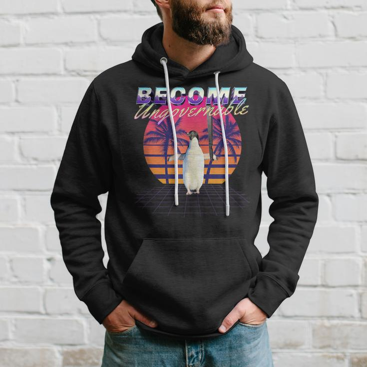 Become Ungovernable Machete Penguin Meme Vaporwave Hoodie Gifts for Him