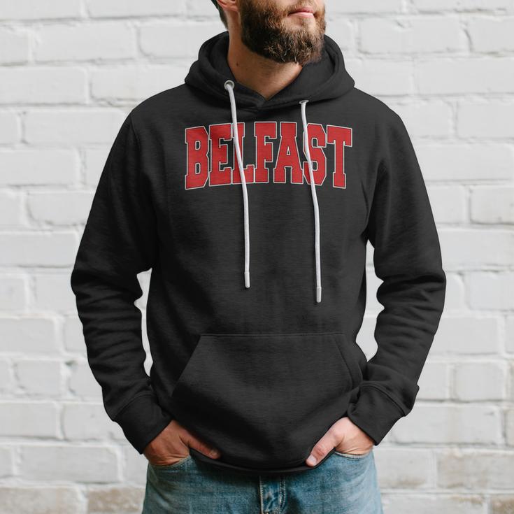 Belfast United Kingdom Varsity Style Vintage Retro Uk Sports Hoodie Gifts for Him