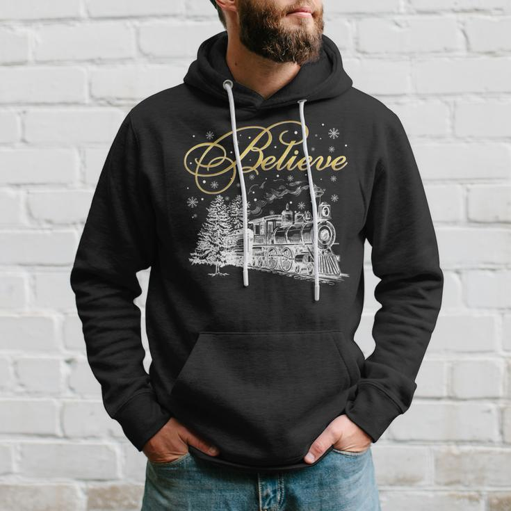 Believe Christmas North Pole Polar Express All Abroad Family Hoodie Gifts for Him