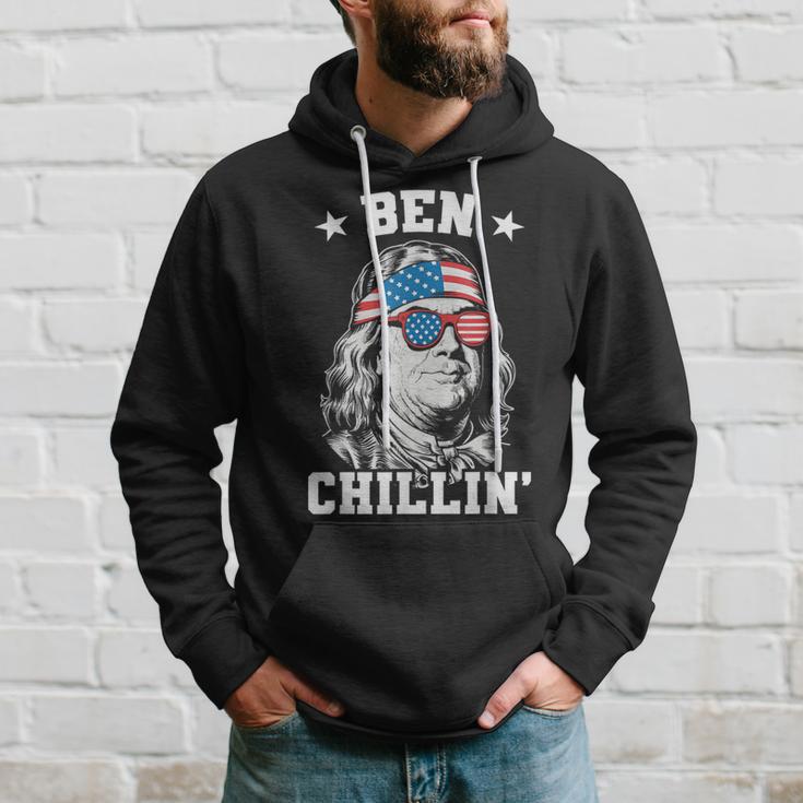 Ben Chillin 4Th Of July Ben Franklin American Flag Hoodie Gifts for Him