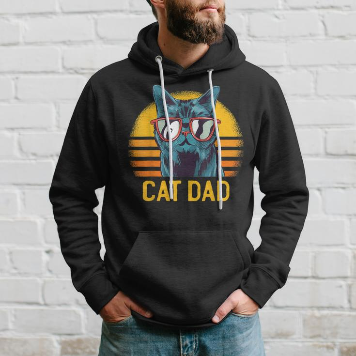 Best Cat Dad Fathers Day Kitty Daddy Papa Vintage Hoodie Gifts for Him