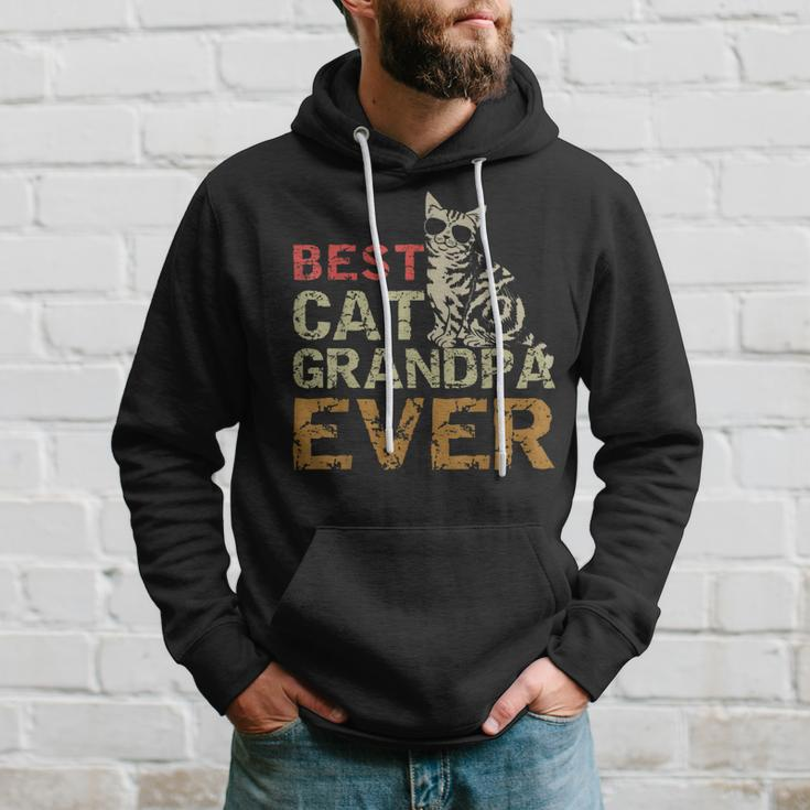 Best Cat Grandpa Ever Cat Kitty Lover Retro Style Hoodie Gifts for Him
