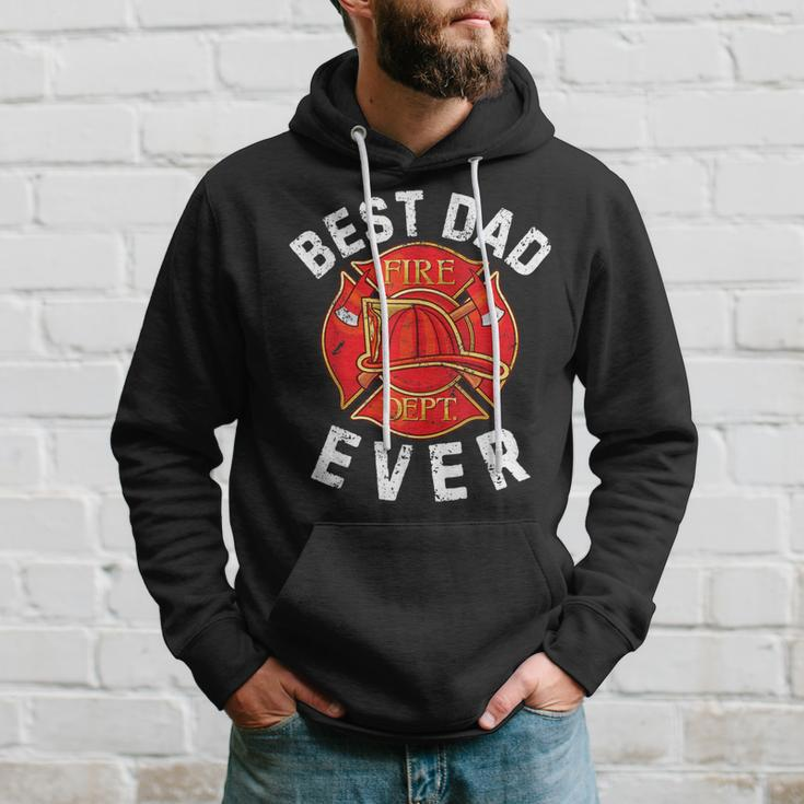 Best Dad Ever Dept Symbol Fireman Firefighter Fathers Day Hoodie Gifts for Him