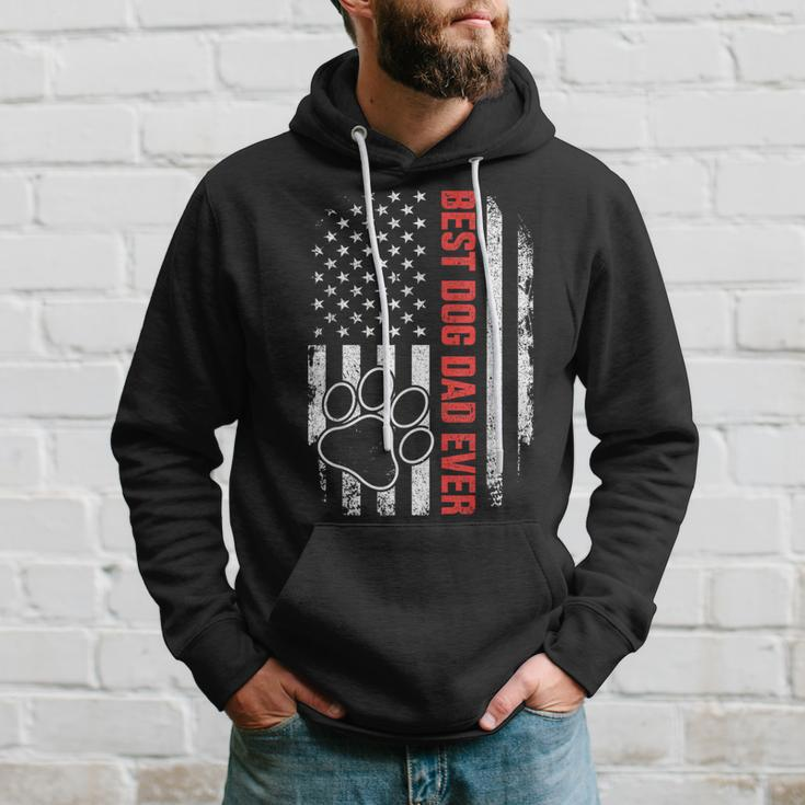 Best Dog Dad Ever Us American Flag For Fathers Day Birthday Hoodie Gifts for Him