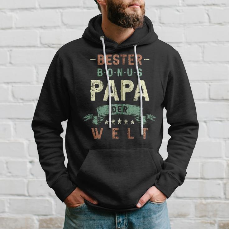 Bester Bonus Papa Der Welt Step Dad Retrointage Look Hooded Jacket Kapuzenpullover Geschenke für Ihn