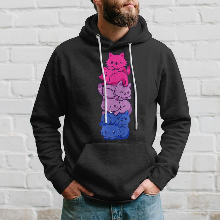 Bi Pride Cat Lgbt Bisexual Flag Cute Kawaii Cat Hoodie Geschenke für Ihn