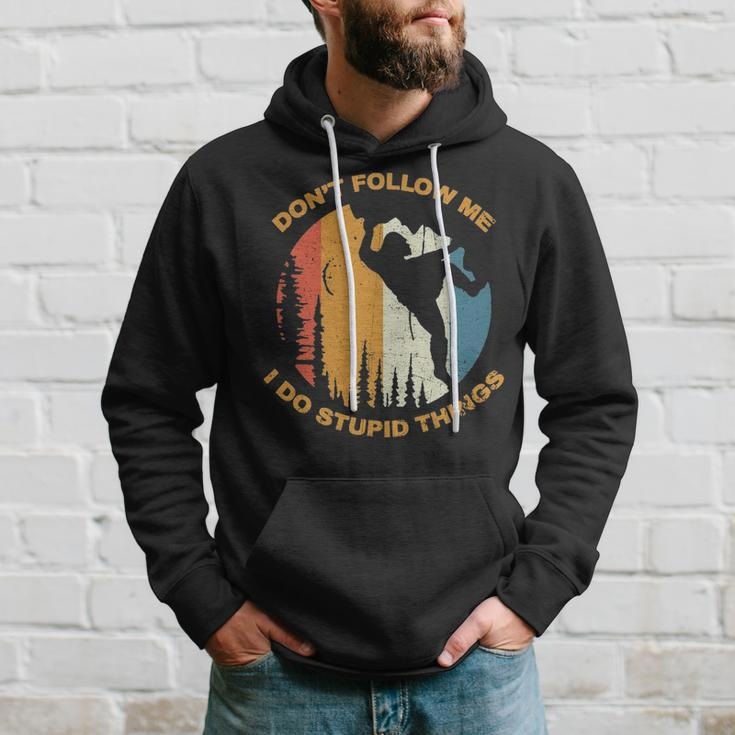 Bigfoot Rock Climbing I Do Stupid Things Hoodie Gifts for Him