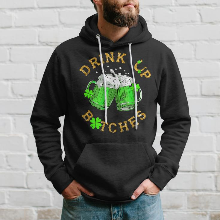 Bitches Drink Up St Patrick's Day Beer Lover Womens Hoodie Gifts for Him