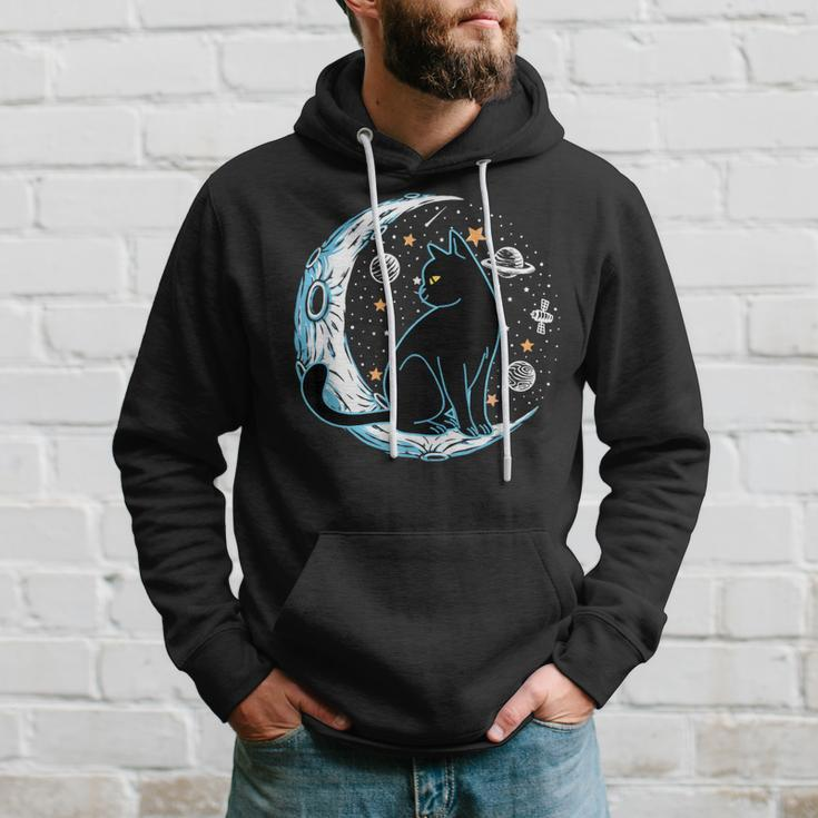 Black Cat Crescent Sailor-Moon Phases Astrology Pet Lover Hoodie Gifts for Him