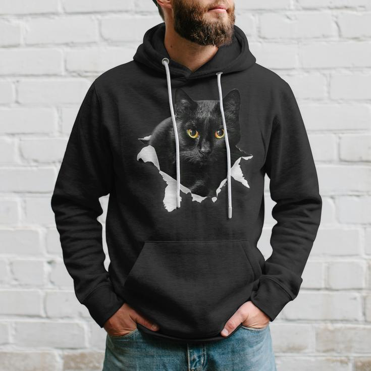 Black Cat Torn Cloth For Cat Lover Cat Dad Cat Mom Hoodie Gifts for Him