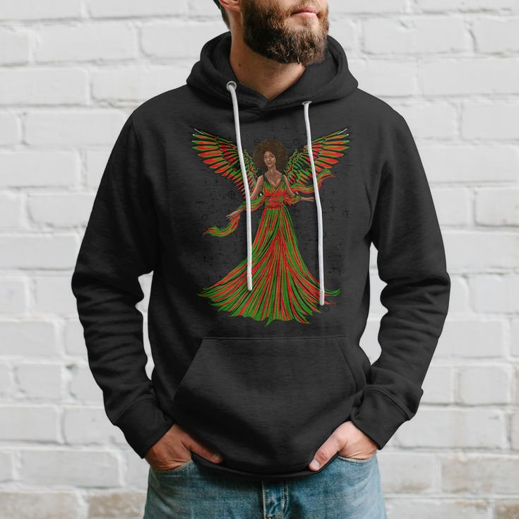 Black Christmas Angel Afro Pan Flag Holiday African Angels Hoodie Gifts for Him