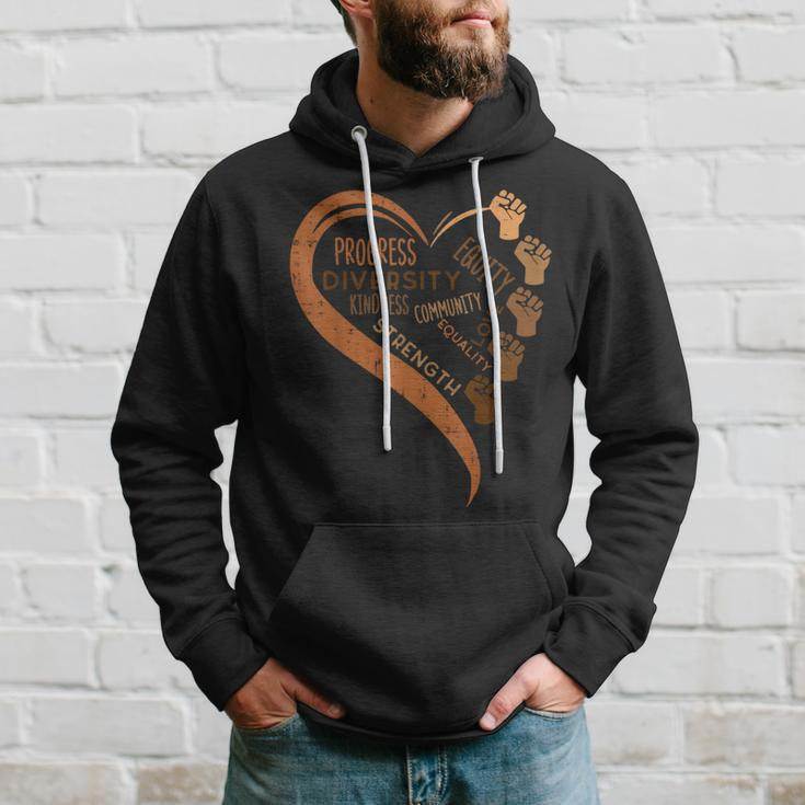 Black History Fists Diversity Equity Melanin African Women Hoodie Gifts for Him