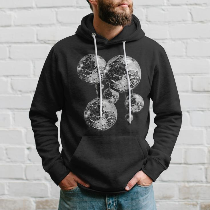 Black And White Disco Ball Pattern 70S 80S Retro Vintage Hoodie Gifts for Him